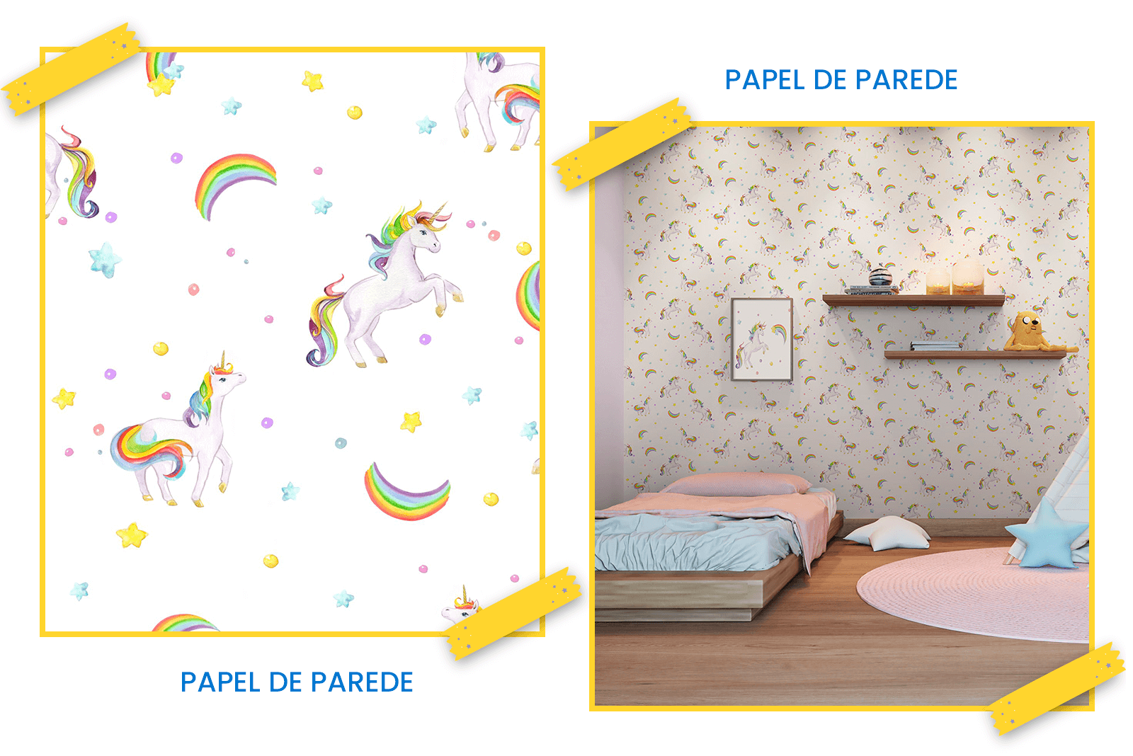 Papel de Parede Infantil Unicornio